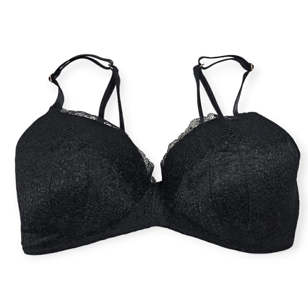 PINK Victoria's Secret Date Wireless Lightly Lined Black Bra Women's Size 36D‎